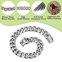 Load image into Gallery viewer, Stainless Steel Silver Gold Dog Collars with Safety Buckle Lock,18K Cuban Link Chain Training Collar,15MM Strong Dog Necklace Heavy Duty Chew Proof for Small Medium Large Dog
