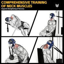Load image into Gallery viewer, Fitness Neck Head Harness Trainer, Adjustable Chin Workout Strap and Head Harness Strength with 30 Lb Resistance Bands, Neoprene Neck Workout Exerciser for Weight Lifting, Home and Gym Equipment, Blue