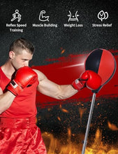 Load image into Gallery viewer, Stiatu Punching Bag with Stand, Heavy Boxing Bag Height Adjustable Reflex Bar and Speed Punching Bag for Adults & Youth, Home Gym Training Equipment for MMA Fitness Stress Relief (Red)