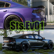 Load image into Gallery viewer, STSEV01 Rear Wickerbill Spoiler Wing Fit for Dodge Charger SE/SXT/SRT/GT/RT/Daytona/Scat Pack 2011-2023, Glossy Black Hellcat Style Spoiler + Smoked Wicker Bill Exterior Accessories
