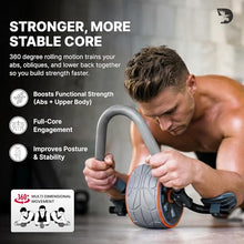 Load image into Gallery viewer, DMoose Fitness Ab Roller Wheel with Elbow Support & 2 Knee Pads - Abdominal Exercise Trainer for Core Strength Training (Grey)
