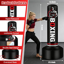 Load image into Gallery viewer, Heavy Punching Bag for Adults Teens, 70" Freestanding Punching Bag with Stand Kickboxing Bags, Women Men Heavy Boxing Bag for Beginners Training MMA Karate Muay Thai Fitness