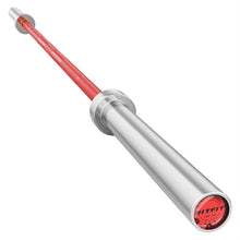 Load image into Gallery viewer, RitFit Elite 7ft Olympic Barbell, Robust 45lb Barbell for Weightlifting and Powerlifting, Superior Olympic Bar with Exceptional 500lbs Load Capacity, Weight Bar for 2” Standard Plates Sliver/Red