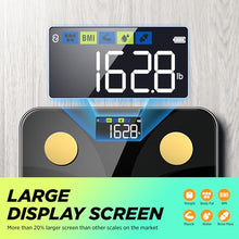 Load image into Gallery viewer, Scale for Body Weight and Fat Percentage, RunStar Digital Accurate Bathroom Smart Scale with Large Display, FSA&HSA Eligible 13 Body Composition Analyzer Sync App, Black Gold