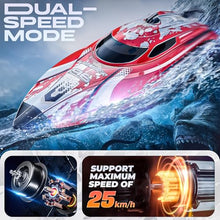 Load image into Gallery viewer, BEZGAR RC Boat, 12 inch Remote Control Boat for Kids and Adults, 25 KPH Fast RC Speed Boats with 700mAh Battery, Ideal Waterproof Toy Boats for Lakes & Pools - TX126 Red