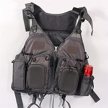 Load image into Gallery viewer, JKSPORTS Fly Fishing Vest Fishing Safety Life Jacket for Swimming Sailing Boating Kayak Floating Multifunction Breathable Backpack for Men and Women Kayak Vest Swim Vest (Dark Grey,with Foam)