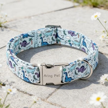 Load image into Gallery viewer, ARING PET Dinosaur Dog Collar, Cute Spring Summer Blue Boy Heavy Duty Doggy Collars with Metal Buckle for Puppy Small Medium Large Dogs-XS