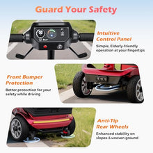 Load image into Gallery viewer, Mobility Scooter for Adults with Spare Battery – 24.8 Miles Total Range, 4-Wheel Foldable Portable Motorized Scooter, 330 lbs Capacity, Dual Baskets, Cup & Phone Holder, Red