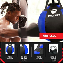 Load image into Gallery viewer, PROLAST Wrecking Ball Heavy Punching Bag for Adults, Hook and Uppercut, Body Snatcher, Boxing, MMA, Muay Thai Training Equipment, Unfilled, 65 lbs, Rhino Blue