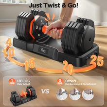 Load image into Gallery viewer, Adjustable Dumbbells Set 25LB, Weights Dumbbells Set 5/10/15/20/25lbs, dumbbell set 2 (25, Pounds)
