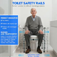 Load image into Gallery viewer, Toilet Safety Rail for Seniors – Adjustable & Foldable Toilet Safety Frame with Padded Handles, Stand Alone Bathroom Safety Rail & Toilet Support for Elderly, Fits Most Toilets, 350 lb Capacity