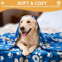 Load image into Gallery viewer, Gowyeg Dog Blanket, Soft Fleece Dog Blankets for Small Medium Dogs, Fluffy Flannel Pet Cat Puppy Blanket Mat Cover for Bed Couch, Cute Paw Print Throw Blanket for Dogs, Blue, 40"X30"