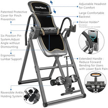 Load image into Gallery viewer, Innova Health and Fitness Inversion Table with Adjustable Headrest, Reversible Ankle Holders, and 300 lb Weight Capacity - Premium