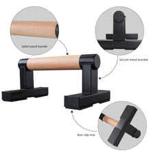 Load image into Gallery viewer, Pushup Stands Handles for Home Calisthenics, Fitness, Floor Workouts Bars Solid Wood with Metal Bracket - Support 600 lbs