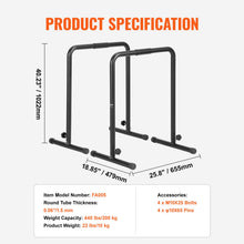 Load image into Gallery viewer, VEVOR Dip Bars, 440 lbs Capacity - Black