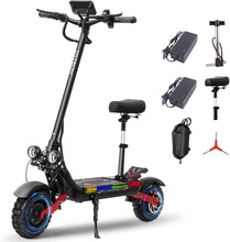 Load image into Gallery viewer, Electric Scooter for Adults with Seat, 60V 50MPH High Speed, 6000W Dual Motor 55Miles Long Range, 11'' Tubeless Tires