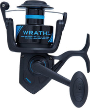 Load image into Gallery viewer, PENN Wrath Spinning Inshore Fishing Reel, Oil Felt Front Drag, Max of 10lb | 4.5kg, Made with a Lightweight, Corrosion-Resistant Graphite Body, Black, Blue, 2500