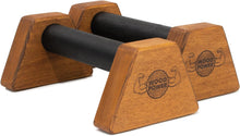 Load image into Gallery viewer, WOODPOWER® - PowerBars, Wooden Parallettes Push Up Bars, Joint-Friendly Beech Wood Calisthenics Equipment for Home, Durable Handstand Trainer Push Up Handles for Floors (Brown)