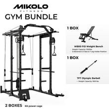 Load image into Gallery viewer, Mikolo K6 Power Cage, Power Rack with Cable Crossover System, with Bar&Weight Bench-Black