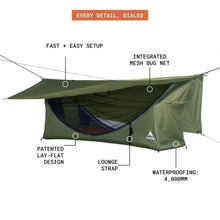 Load image into Gallery viewer, Haven Tent Original Lay-Flat Hammock Tent (Forest Green) – Comfortable Waterproof Camping Hammock with Mosquito Net – Includes Insulated Sleeping Pad & Rainfly