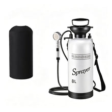 Load image into Gallery viewer, QIYUNI 8L Hand Press Portable Shower, 10 Spray Modes with Removable Hose & Shower Head, No Electric Needed – Ideal for Camping Hiking Travel Beach Garden Pet Shower (Insulation Sleeve 8L)