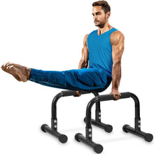 Load image into Gallery viewer, TABEKE Push Up Bar, 12" High Parallettes Bars & Dip Bar - Black