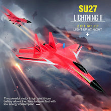 Load image into Gallery viewer, RC Airplane,2.4GHz 2 Channel Remote Control Plane with Gyro Night Lights and 2 Batteries, Easy to Fly for Adults, Beginners and Kids Toy