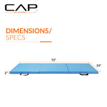 Load image into Gallery viewer, CAP Barbell Folding Exercise Mat – Durable, Anti-Tear, Thick Padding for Fitness, Aerobics, Gymnastics & Home Workouts. 72"L x 24"W x 2"Thick. BLUE