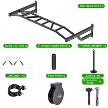 Load image into Gallery viewer, SELEWARE 48" Wall Mount Pull Up Bar with Cable Pulley System - Black