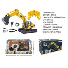 Load image into Gallery viewer, RC Construction Vehicles, HUI-NA 1535-1 1/14 Scale 2.4GHz RC 15CH Excavator Grill Grabber Model, Powered Construction Vehicles Toys