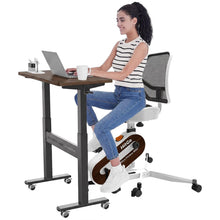 Load image into Gallery viewer, HitGo Home Office Fitness Bundle: Under Desk Exercise Bike Chair - White+Mahogany Desk