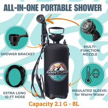 Load image into Gallery viewer, AVANTI CAMP Portable Camping Shower Padded Strap Neoprene Sleeve 2.1 Gal 8L