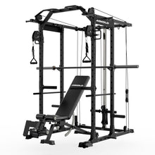 Load image into Gallery viewer, Mikolo K6 Power Cage, Power Rack with Cable Crossover System, with Bar&Weight Bench-Black