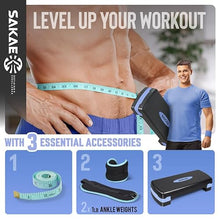 Load image into Gallery viewer, Aerobic Step Platform Set with Ankle Weights & Measuring Tape -Blue Black
