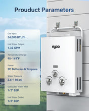Load image into Gallery viewer, eyoo 1.32 GPM Portable Propane Water Heater, 34,000 BTU 5L