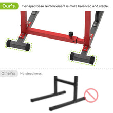 Load image into Gallery viewer, SELEWARE Heavy Duty Dip Bar, Adjustable Width & Height Dip Station - Red and Black