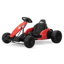 Load image into Gallery viewer, 24V Electric Drifting Go Kart for Kids, Electric Ride On Toy w/85 * 2 Motors, 8mph Max Speed, Safety Belt, Music, Horn, USB (Red)