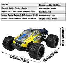 Load image into Gallery viewer, 1/8 Nitro RC Car for Adult 90KM/H 2.4G Full Proportional Nitro Gas Power Remote Control Truck RTR 30CXP Nitro Engine with Pull Starter