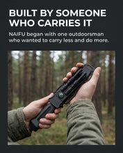 Load image into Gallery viewer, Naifu Bushcraft 6-in-1 Survival Knife — Full Tang Fixed Blade Hunting Knife with Sheath, Drop Point Blade, Built-in Sharpening Rod, Ferro Rod Fire Starter, Whistle, Glass Breaker— Camping, Bushcraft, EDC Gear