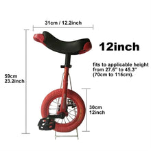 Load image into Gallery viewer, Wheel Unicycles Kids Trainer Unicycle, Small 12" Unicycle, for Beginners Starter Uni-Cycle, Outdoor Indoor Sports Entertainment Fun, Balance Training