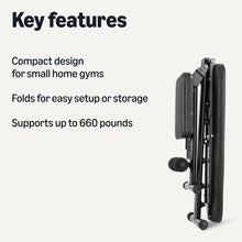Load image into Gallery viewer, Amazon Basics Adjustable Workout Weight Bench Press, Foldable for Home Gym, Supports up to 660 Pounds, Black