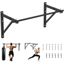 Load image into Gallery viewer, PAPABABE Wall Mounted Pull Up Bar (Black 52 inch)