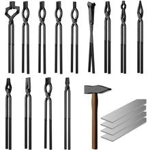 Load image into Gallery viewer, 18PCS Blacksmith Tongs and Hammer Set, 1095 Steel Forging Tools