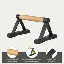 Load image into Gallery viewer, BESTWEI Wood Triangle Push Up Bars for Floor, Strength Training Pushup Stands Parallettes Bars for Home Calisthenics, Fitness, Floor Workouts Solid Wood with Sturdy Metal Bracket, Support 500 lbs