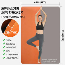 Load image into Gallery viewer, Hatha Yoga Large TPE Yoga Mat 6'x4'x1/2" Extra Thick Non-Slip Exercise Mat - for Yoga Pilates & Home Gym Workouts(Orange)