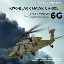 Load image into Gallery viewer, Black Hawk RC Helicopter, 2.4G 4CH Flybarless 170 Size RC Helicopter, 6-Axis Gyroscope Altitude Hovering with Display Stand
