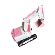 Load image into Gallery viewer, Pink RC Excavator, 6 Channel 2.4Ghz RC Construction Vehicle, 1:24 Scale Pink Excavator Toy with 360° Rotation, Light Sound and DIY Stickers