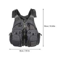 Load image into Gallery viewer, Fly Fishing Vest Fishing Safety Life Jacket for Swimming Sailing Boating Kayak Floating Multifunction Breathable Backpack for Men and Women Kayak Vest Swim Vest (Deep Gray,with Foam)