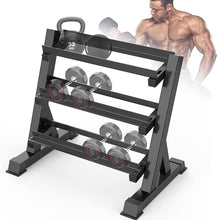 Load image into Gallery viewer, THERUN 1100lbs Adjustable 3 Tier Dumbbell Rack Stand, Hex dumbbells Hand Weights Rack Dumbbell Holder Home Gym Storage Organizer, Reverse Install Available (Rack Only)
