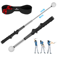 Load image into Gallery viewer, FODESAN Retractable Golf Swing Trainer, Training Aid with Grip Trainer, Swing Mechanics for Beginners & Tempo Training for Advanced, Click Feedback, Muscle Training, Indoor/Outdoor
